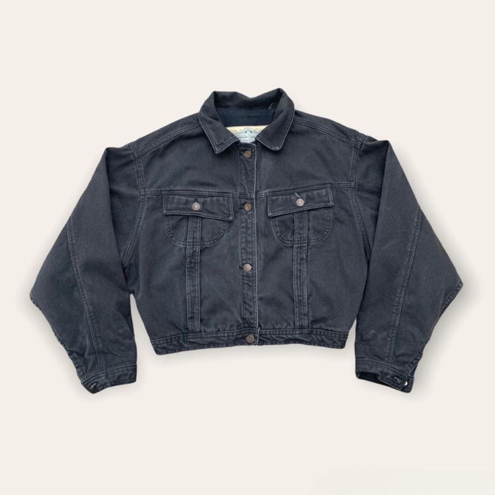Vintage black cropped jean jacket